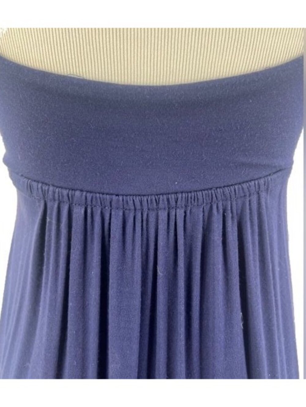 VTG Navy Blue Ruffle Hem Empire Waist Maxi Dress | Dark Coquette Romantic Grunge - Picture 10 of 16